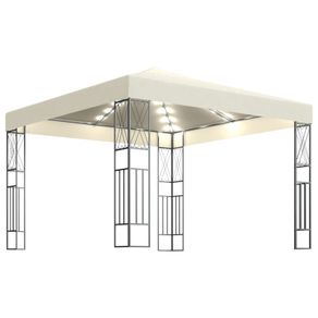 Gazebo with String Lights 3x3 m Cream Fabric