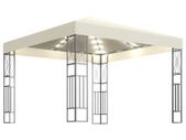 Gazebo with Curtain and String Lights 3x3 m Cream White