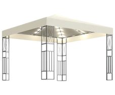 Gazebo with Curtain and String Lights 3x3 m Cream White