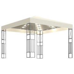 Gazebo with Curtain and String Lights 3x3 m Cream White
