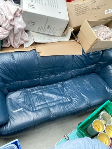 Leather couch + armchairs