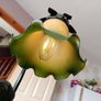 Vintage Style Art Nouveau Table Lamp Boy Figurine Floral Glass Shade Image 2