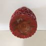 Amazingly Detailed Hand-Carved and Painted Wooden Bottle-Shaped Vase in Red - A Real Unusual Item, Carving reminiscent of a Pineapple! Image 8