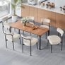 Set of 6 White Boucle Dining Chairs Mid Century Modern Sherpa Accent Chairs, Upholstered Side Chair for Dining Table, Space-Saving White Kitchen Table Chair with Curved Backrest and Black Metal Legs Image 3