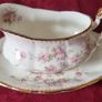 3 Piece Royal Albert Victoriana Rose Bone China Gold Gilt Gravy Boat, Gravy Boat Saucer And Square Dip Dish Set Made In England Image 5