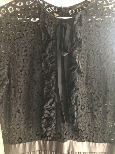 Zara Black Lace & Pleated Midi Dress - Size 8