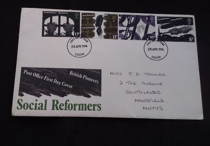Great Britain Stamps : Social Reformers - British Pioneers , First Day Cover , 1976