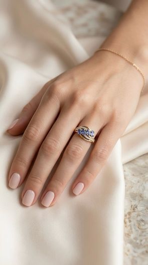 Tanzanite & White Zircon 4-Stone Ring