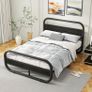 King Size Bed Frame with Headboard,150x200 Oval-Shaped Image 3