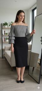 Joseph Ribkoff black and white off shoulders dress