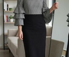Joseph Ribkoff black and white off shoulders dress