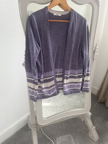 Lavender and Cream Edge to Edge Cardigan size 16
