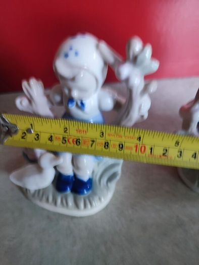 SET OF Boy & Girl PORCELAIN Figurines Blue / White.