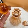 Vintage Amber Glass Liqueur Set Decanter and 5 Glasses Image 5