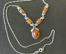 silver amber necklace