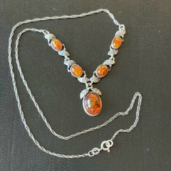 silver amber necklace