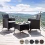 Polyrattan garden set, 2 chairs and small table with glass top, robust steel frame, various colours (gray) Image 2