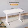 Electric Standing Desk 120 x 60cm, Height Adjustable Sit Stand Desk with 3 Memory Presets, Home Office Desk with Anti-Collision System, Quiet Motor, 2 Hooks, White Image 5