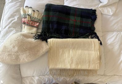 Scarf + Gloves + Furry Bucket Hat