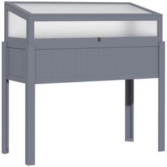 2-IN-1 Raised Garden Bed with Cold Frame Greenhouse, Elevated Garden Box with Openable Top for Flowers, Vegetables, Plants, Grey
