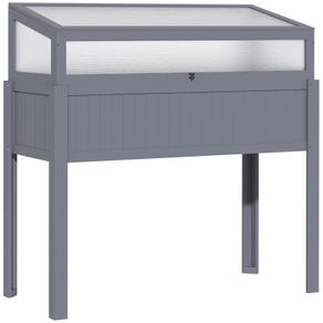 2-IN-1 Raised Garden Bed with Cold Frame Greenhouse, Elevated Garden Box with Openable Top for Flowers, Vegetables, Plants, Grey