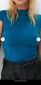 Mohito royal blue collar top new size xs strechy