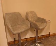 Grey Velvet Adjustable Swivel Bar Stools (Good condition)