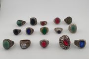 15 Vintage Rings Mixed Lot  Antique Brass Collectible Jewelry