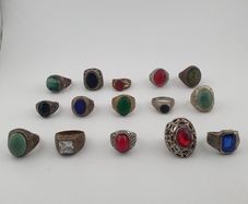 15 Vintage Rings Mixed Lot  Antique Brass Collectible Jewelry