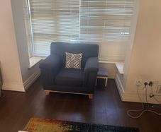 Large navy armchair