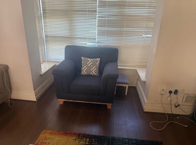 Large navy armchair