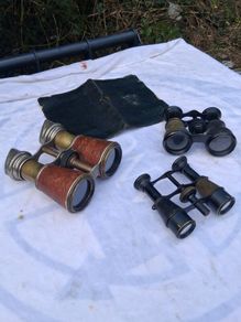 3 X Expandable Early 20th Century Telescopic Opera Binoculars