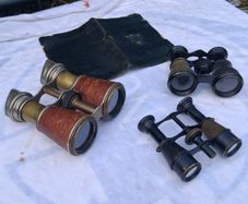3 X Expandable Early 20th Century Telescopic Opera Binoculars
