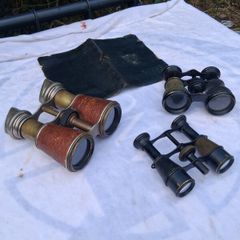 3 X Expandable Early 20th Century Telescopic Opera Binoculars