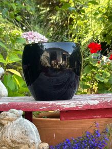 Large Glossy Black Ceramic Planter Plant Pot