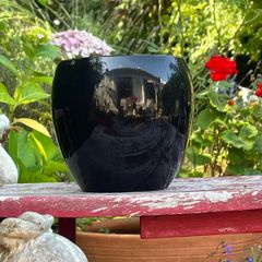 Large Glossy Black Ceramic Planter Plant Pot