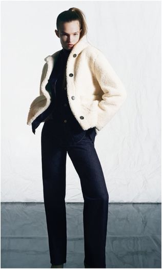 Zara Faux Shearling Jacket with Hood XXL