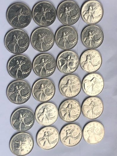Canada 25 Cents 1968 - 1995  x 24 different coins