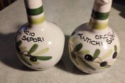 2 AT  15.00  Euro EACH Vintage Benegiamo Handmade Italian Ceramic Olive Oil Terracotta Bottle With Cork