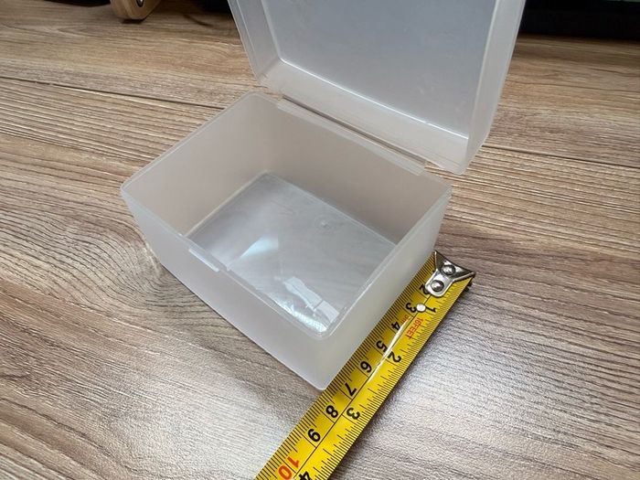 2 Small Frosted Plastic Storage Boxes with Hinged Lids