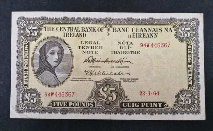 Ireland 1964   5 Pounds Lady Lavery Banknote