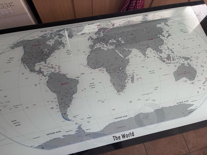 Glass Topped World Map Desk 120x60