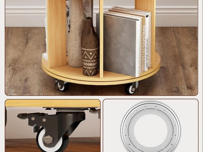 5-Tier Rotating Bookshelf Bookcase (Wooden) 360-Degree Spinning Shelf, White, Space-Saving Storage Organizer for Books,Toys, Crafts
