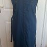 Knee-length blue denim dress Image 6
