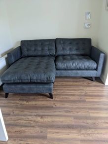 DFS Black Vegan Leather Couch