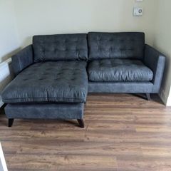DFS Black Vegan Leather Couch