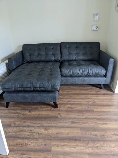 DFS Black Vegan Leather Couch