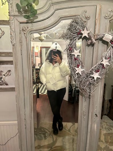 Gaelle White Puffer Jacket, IT 44 with tags.