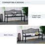 Metal Outdoor Bench with Liftable Middle Table, Patio Loveseat, Garden Bench for Garden, Porch, Seats 2  3 People, Black Image 4