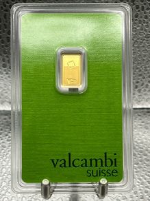1gram Fine 9999 Gold Bullion Green Valcambi Bar.